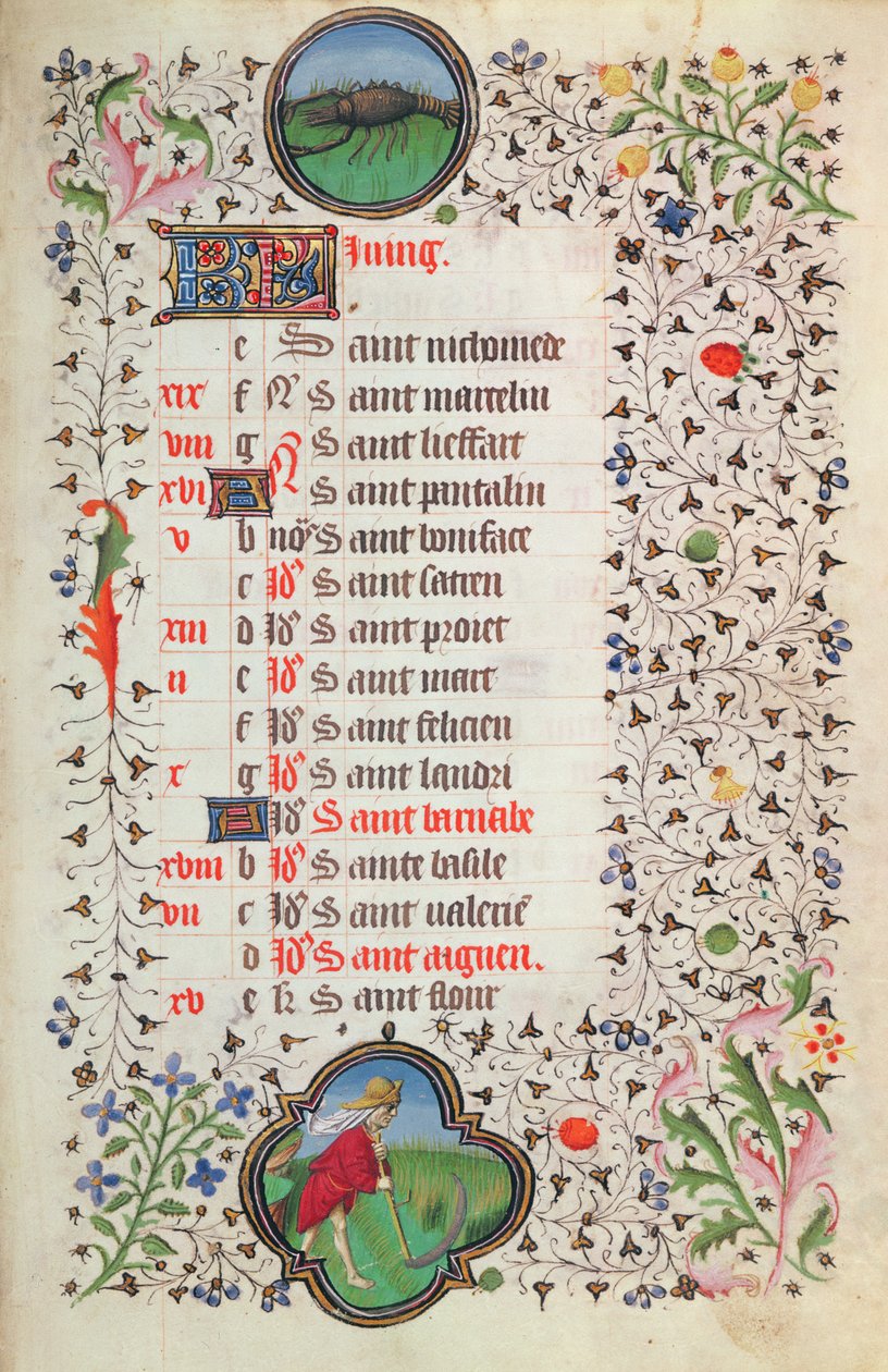 19 juni: Cancer och en man som skördar (vellum) av French School