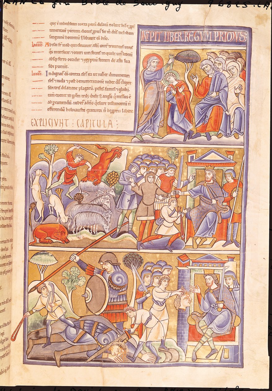 Ms 1 f.93r Berättelsen om David, från Souvignybibeln av French School