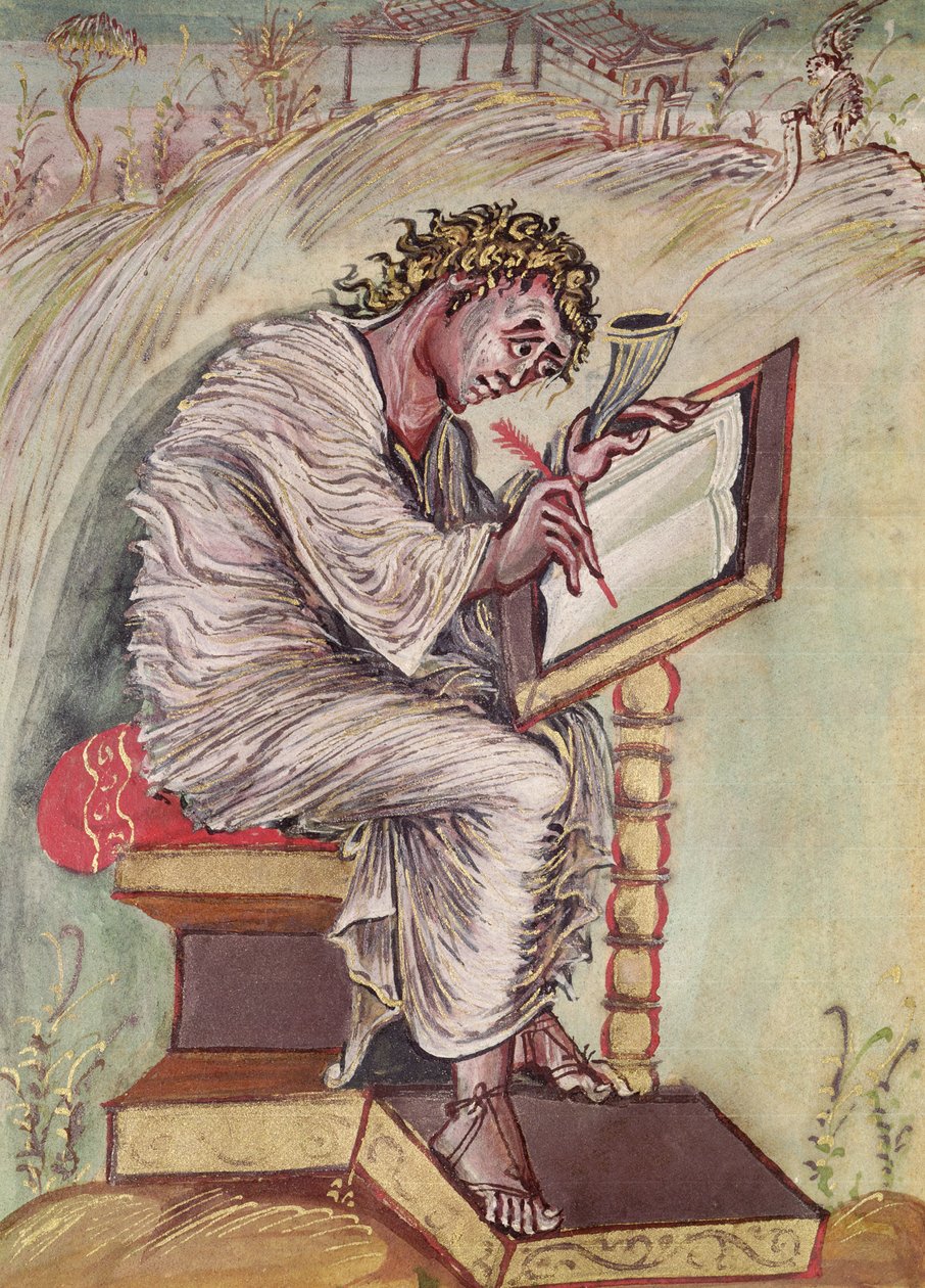 Ms 1 fol.18v St. Matteus, från Ebbo-evangelierna, c.816-835 av French School