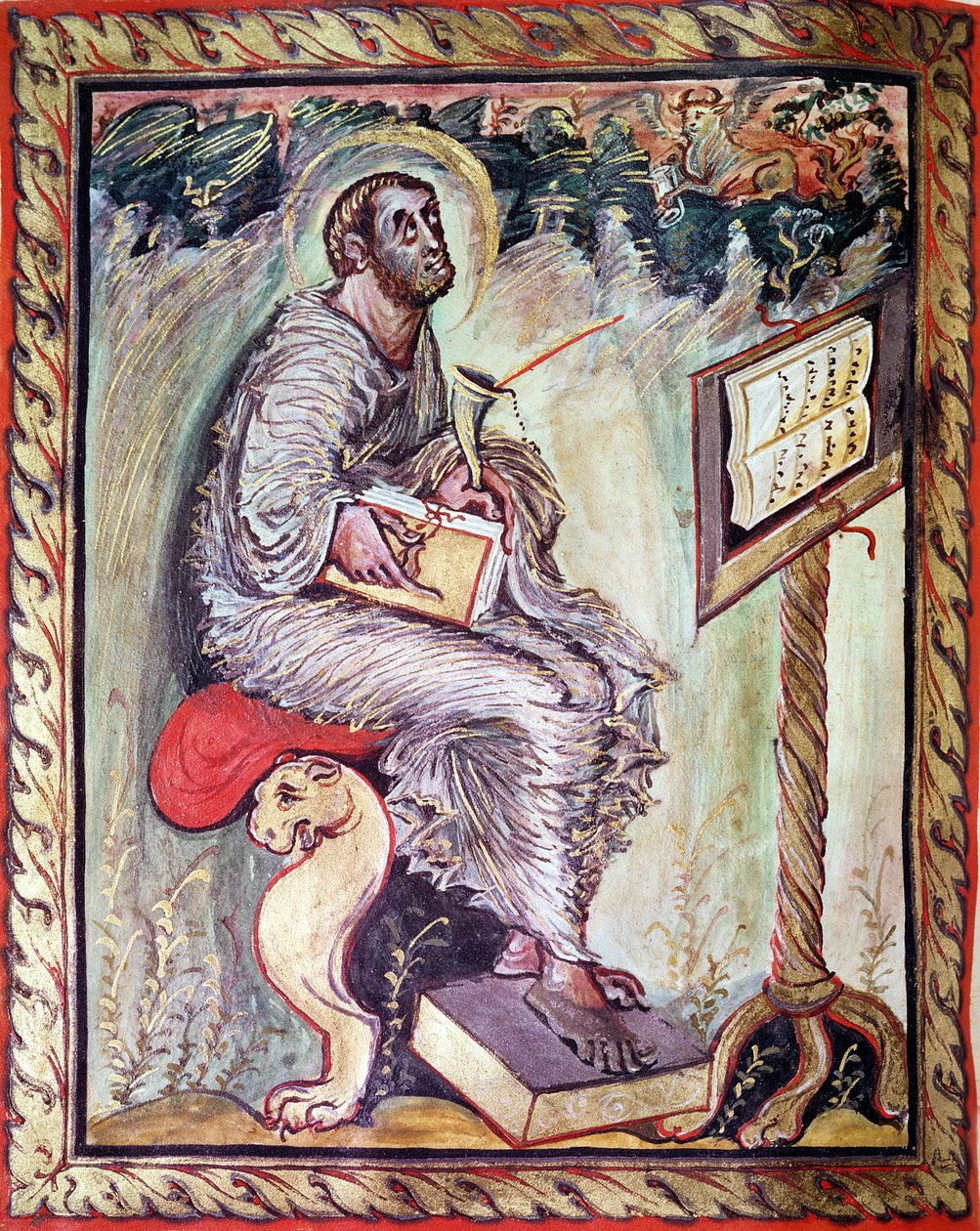 Ms 1 fol.90v St. Luke, från Ebbo-evangelierna, c.816-835 av French School