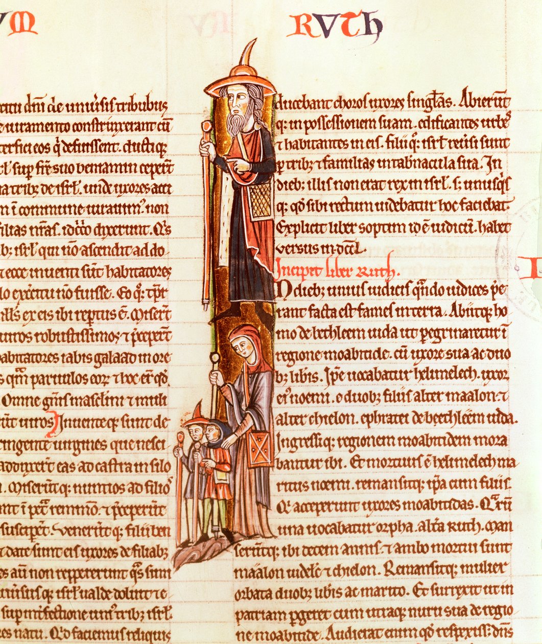Ms 21 fol.97 Rut och Boas, från en bibel av French School