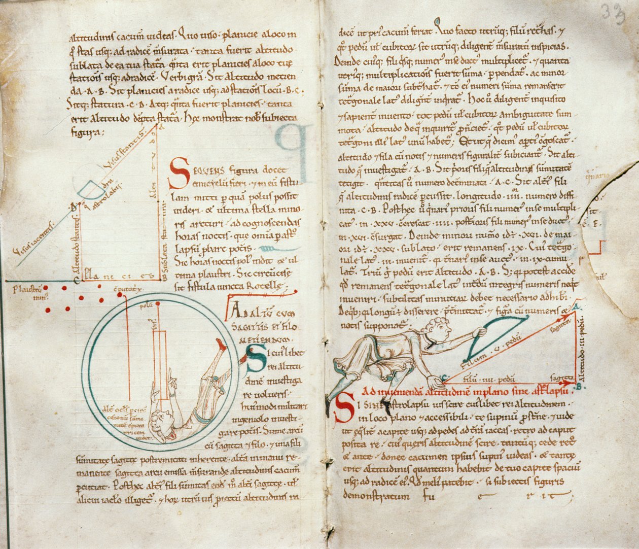 Ms 235 f.32 & 33 Geometry, från en Traite dAstronomie av French School