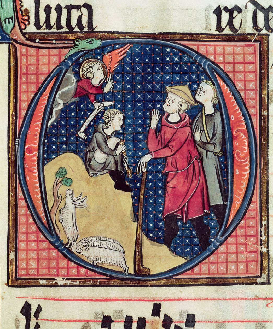Ms 240 fol.16 Annunciation to the Shepherds, from an antiphonal, 1257 av French School