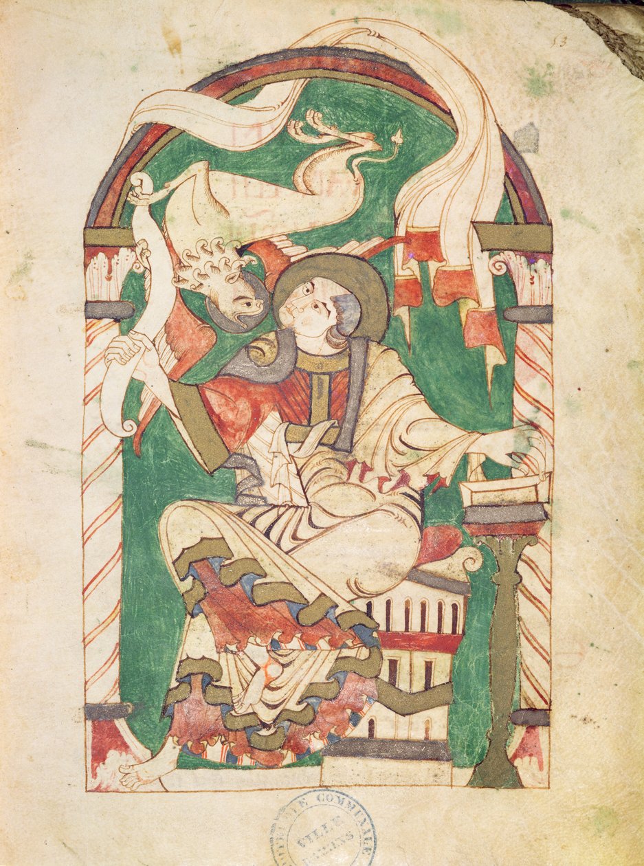 Ms 24 fol.53 St. Mark, från ett evangelium från Corbie Abbey av French School