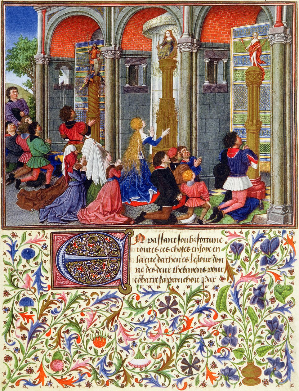 Ms 2617 Arcitas ber till Mars, Palemon ber till Venus, Emily ber till Diana, från La Teseida, av Giovanni Boccaccio (1313-75) 1340-41 av French School