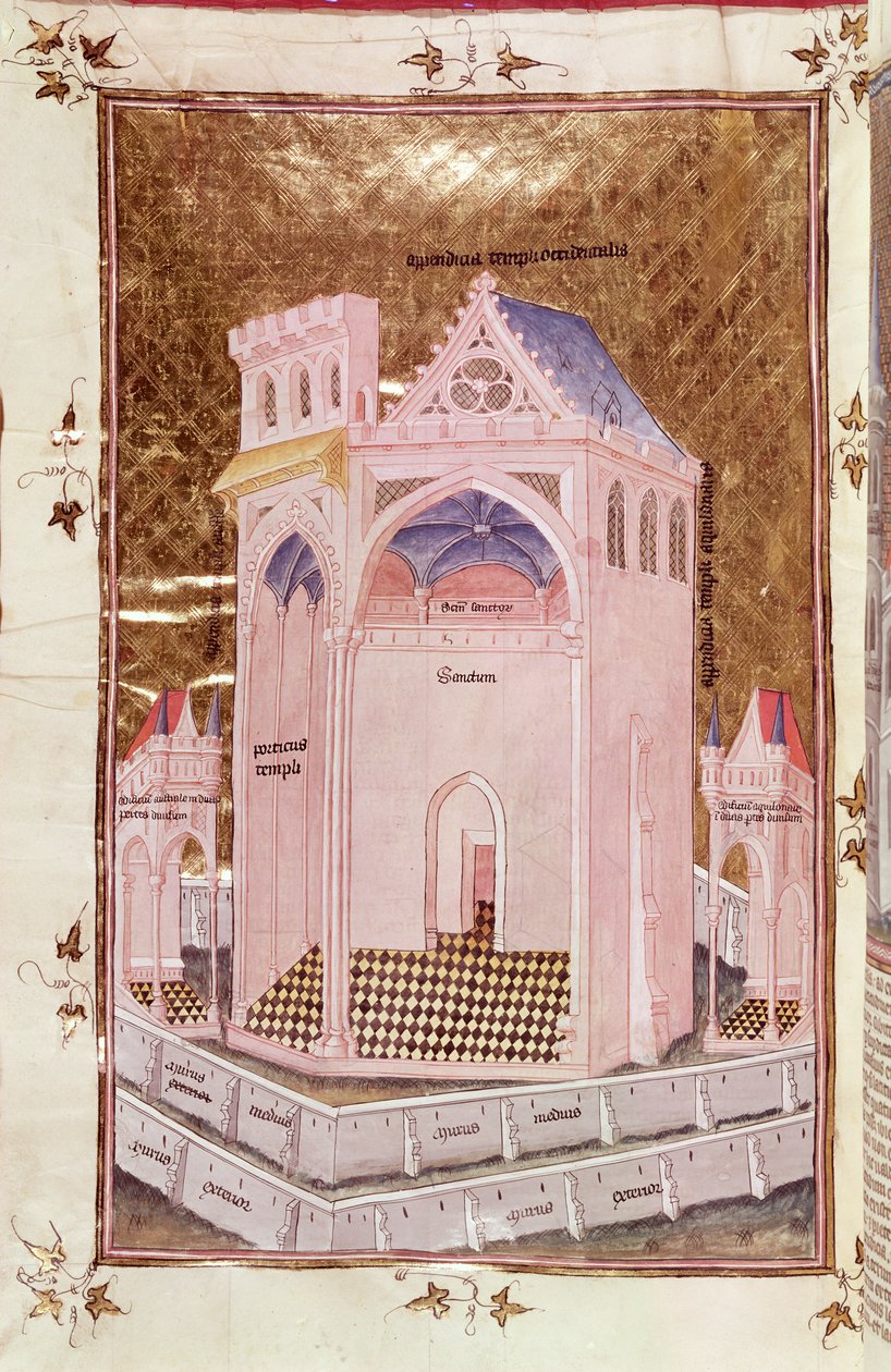 Ms 292 Tome 3 fol.214v Jerusalems tempel, från Postilles sur la Bible av Nicolas de Lyre av French School