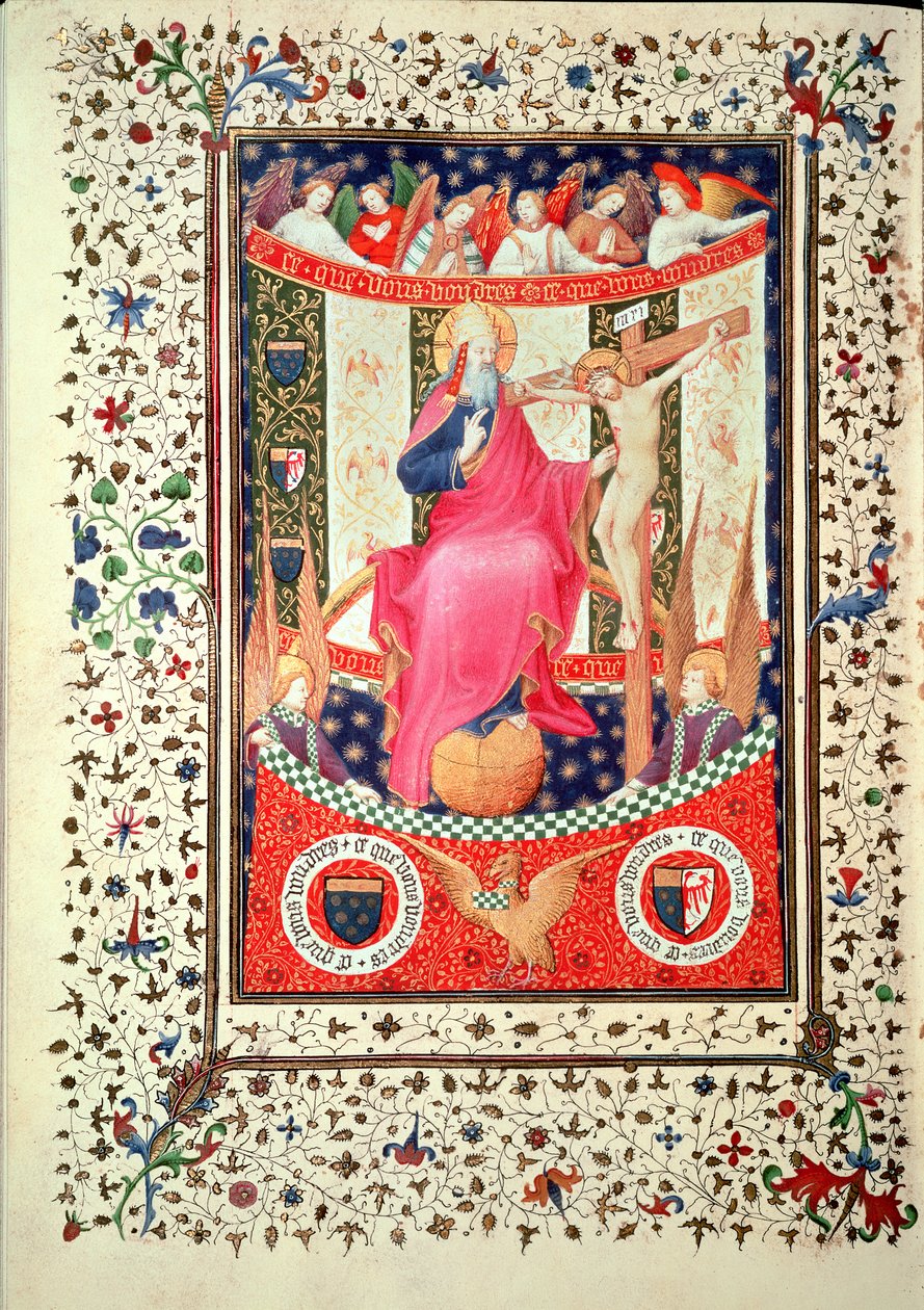 Ms 2 f.18v The Trinity, from the Boucicaut Hours, c.1410 av French School