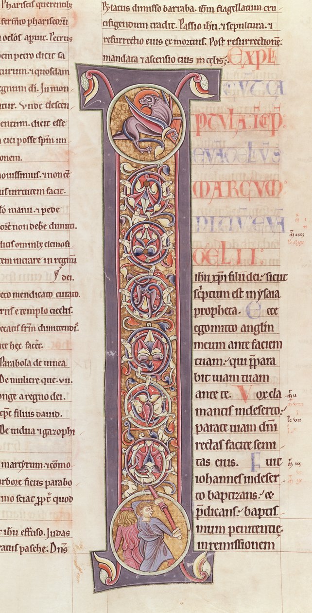 Ms 2 fol.175 t.2 Markusevangeliet, från Bibeln från klostret Saint-Andre aux-Bois av French School