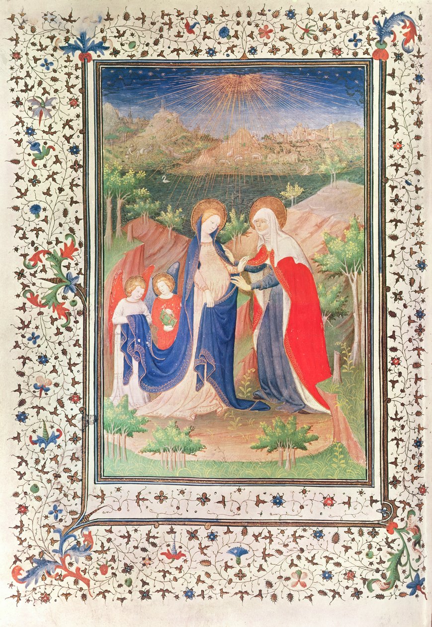 Ms 2 fol.65v The Visitation, from the Boucicaut Hours, c.1410 av French School