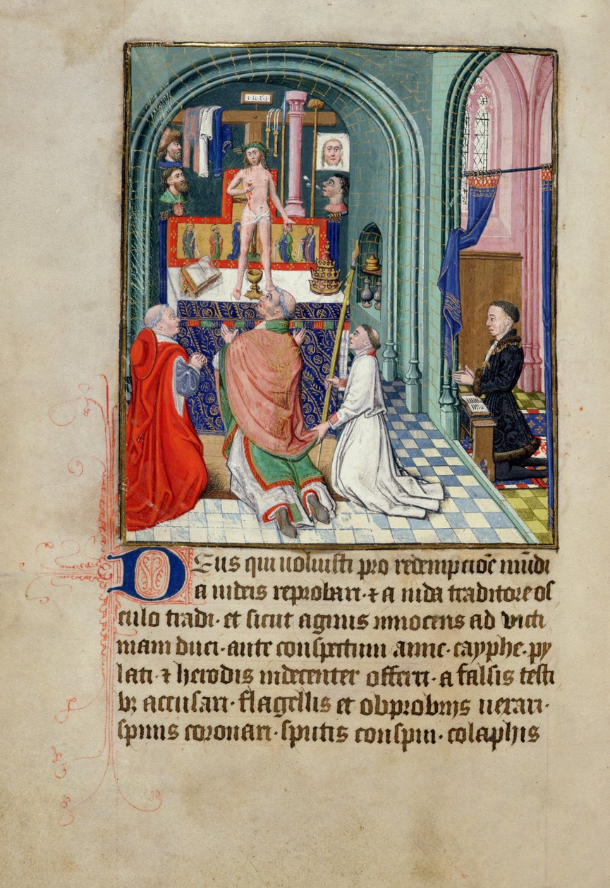 Ms 3-1954 fol.253v St. Gregorius mässa från en timbok, gjord för Philippe Le Hardi, hertig av Bourgogne av French School