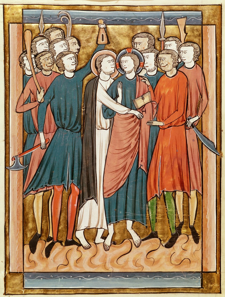 Ms 3016 fol.15v The Kiss of Judas, från Psautier a l