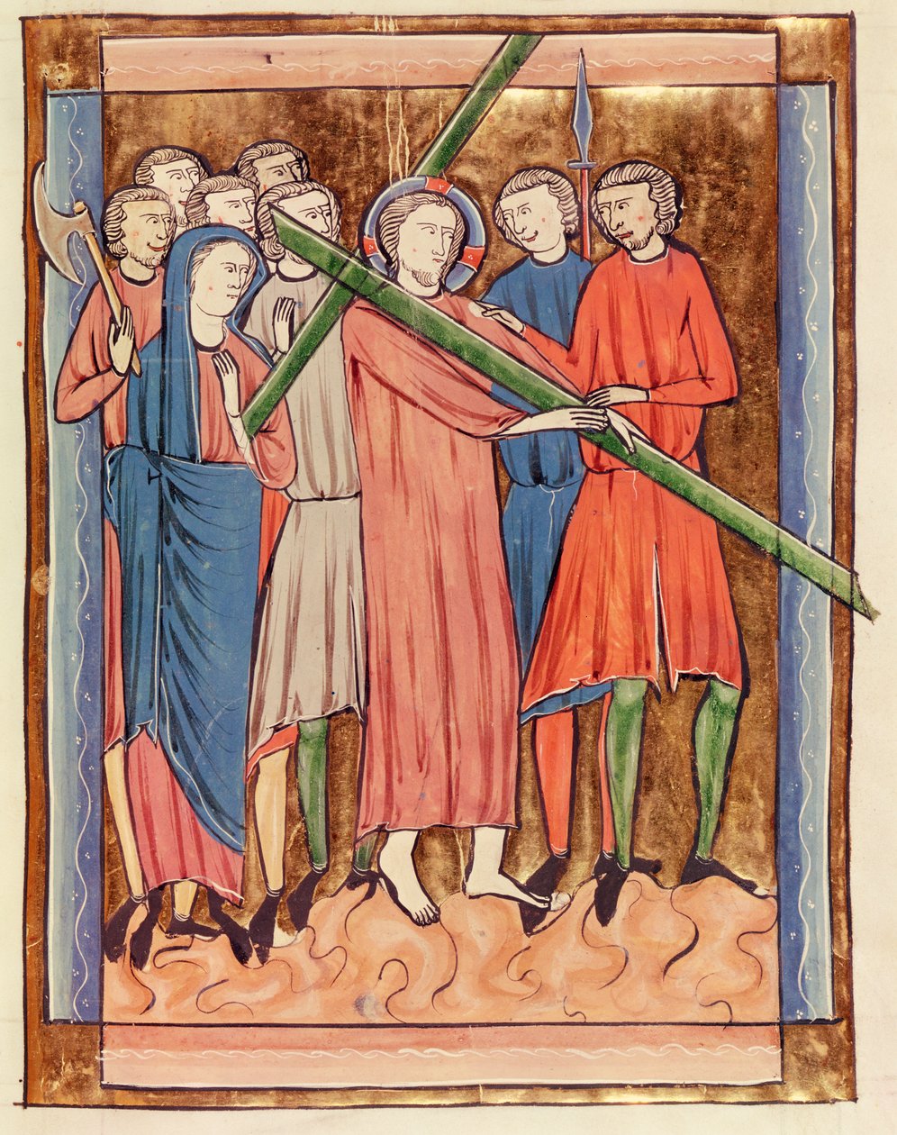 Ms 3016 fol.16 Kristus bär korset, från Psautier a l