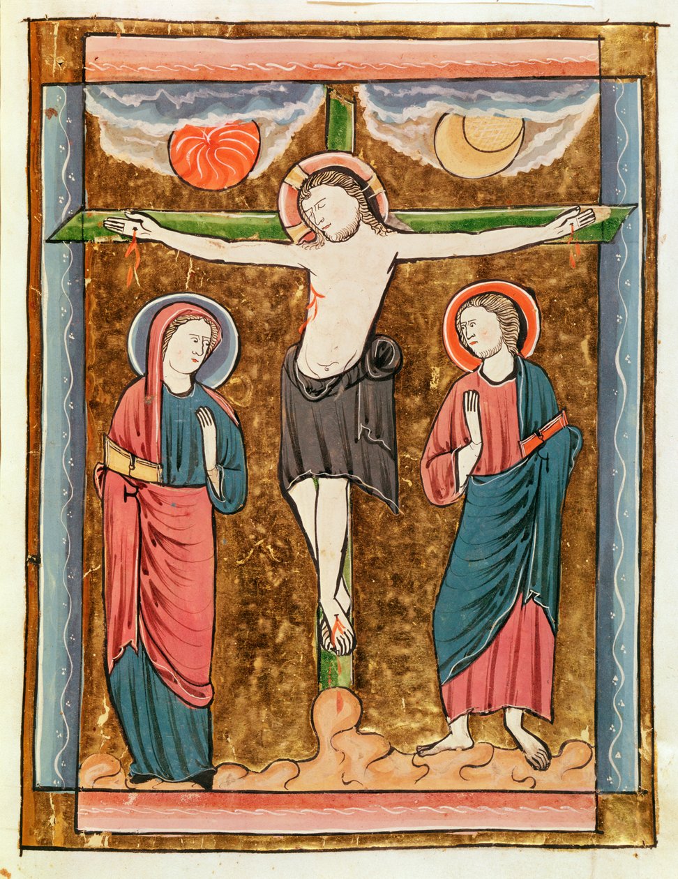 Ms 3016 fol.18r The Crucifixion, från Psautier a l