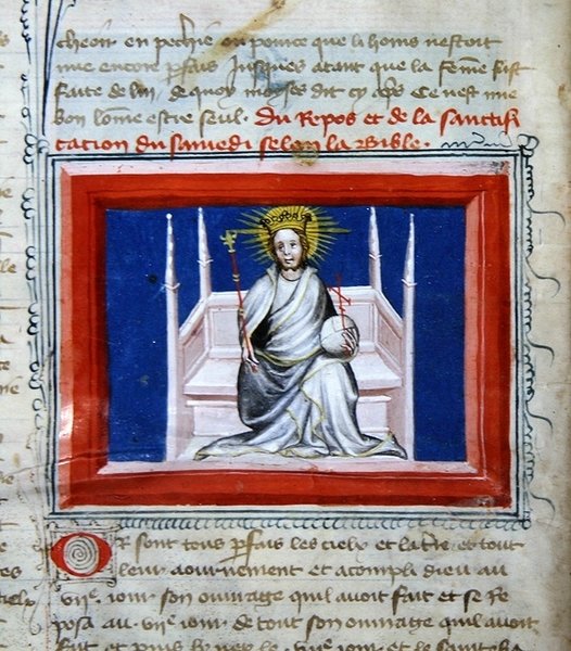 Ms 314 Gud i Majestät, från Bible des Grands Augustins av French School