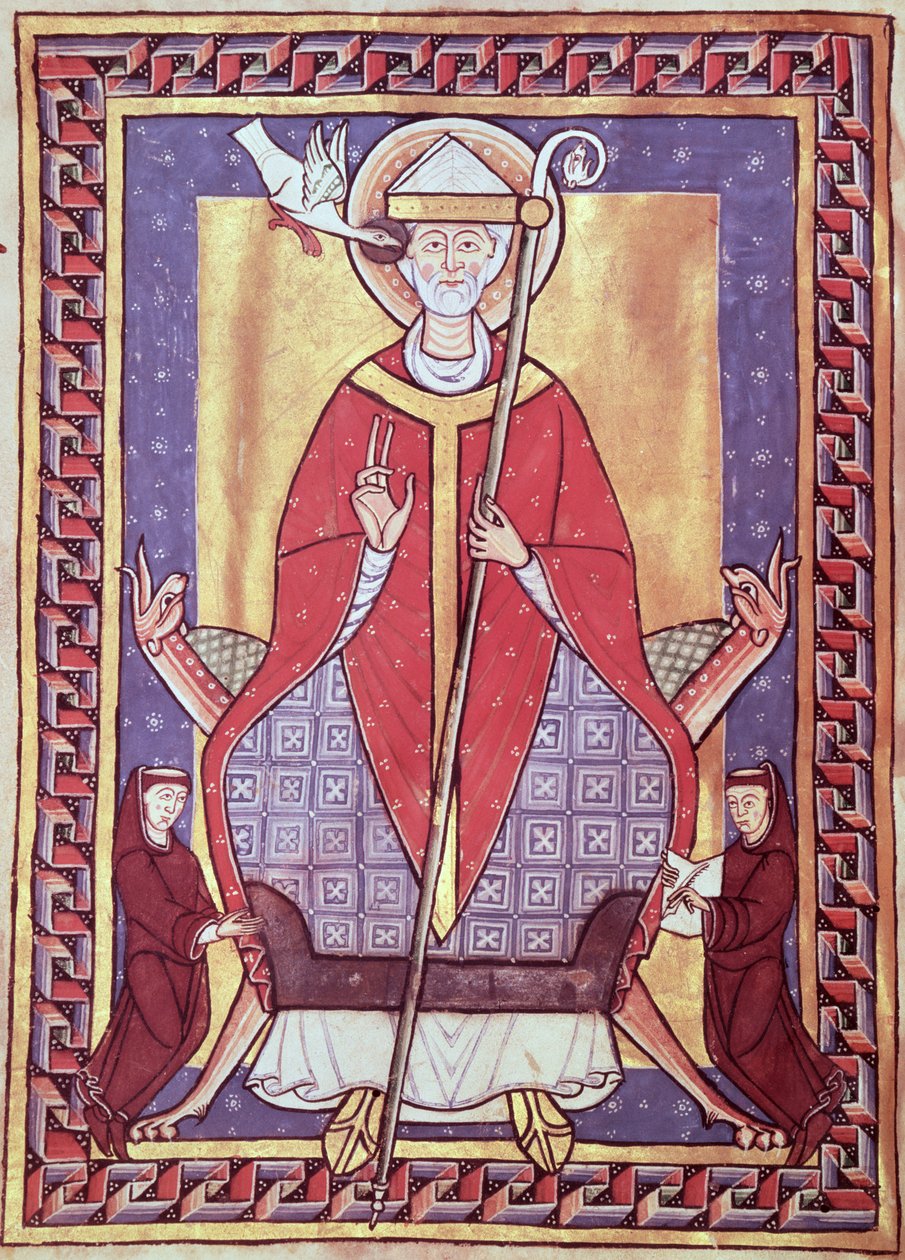 Ms 315 f.1v St. Gregory, från Extrakt ur hans verk av French School