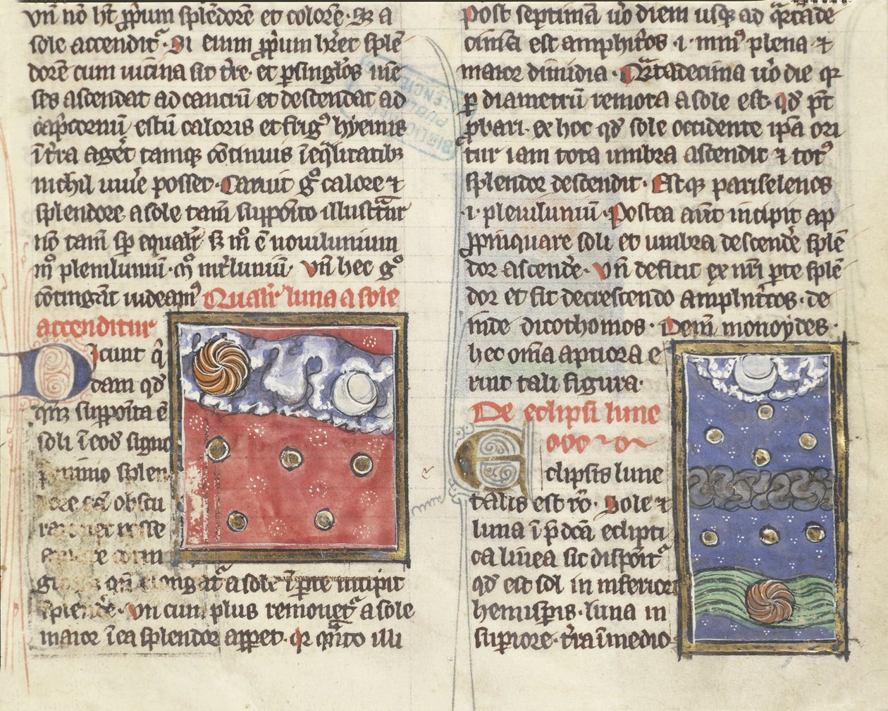 Ms 320 Fol.197r Månförmörkelse och planeternas rörelser, från 