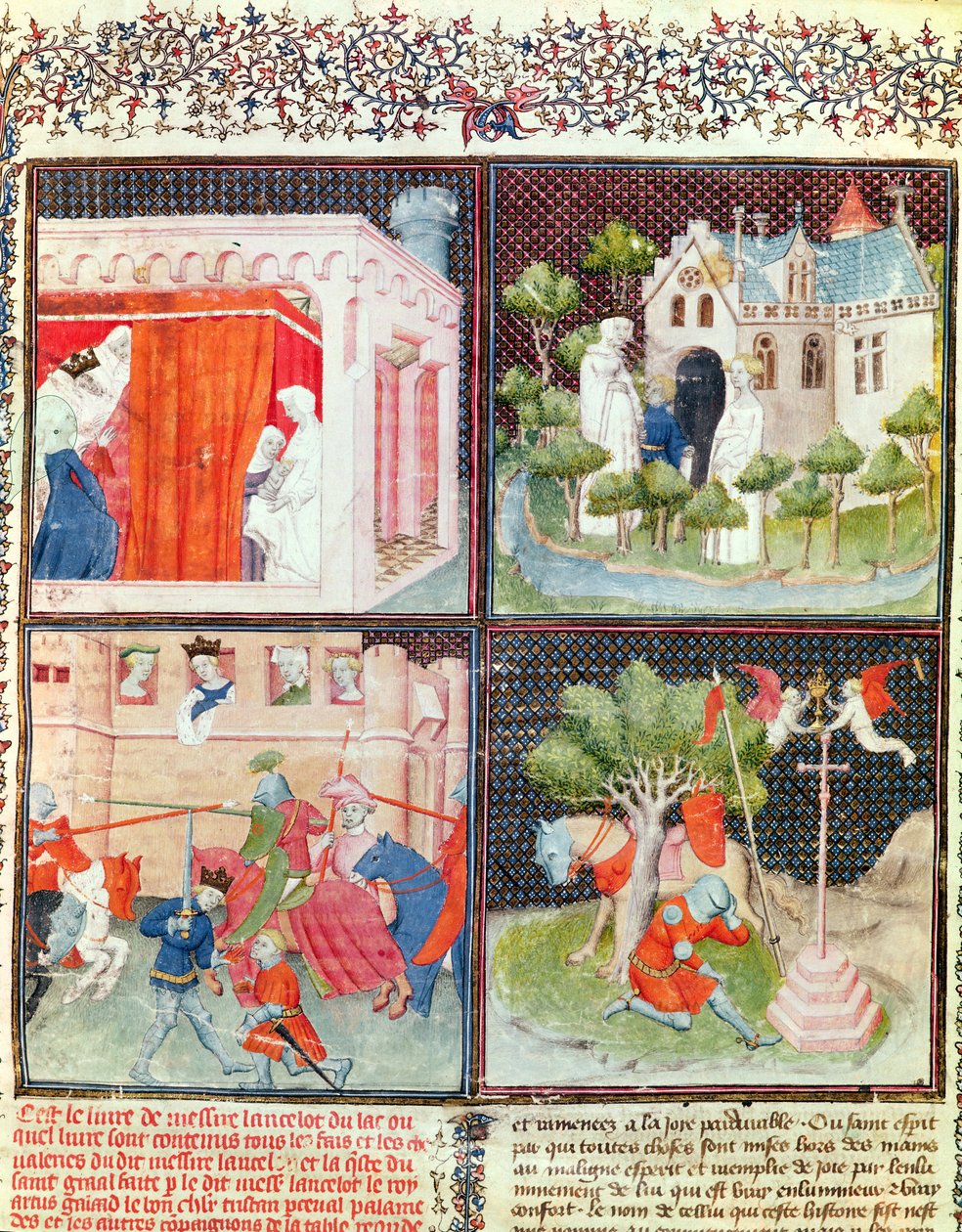 Ms 3479 fol.1 The Story of Lancelot and the Quest for the Holy Graal, från Livre de Messire Lancelot du Lac (se även 178930) av French School