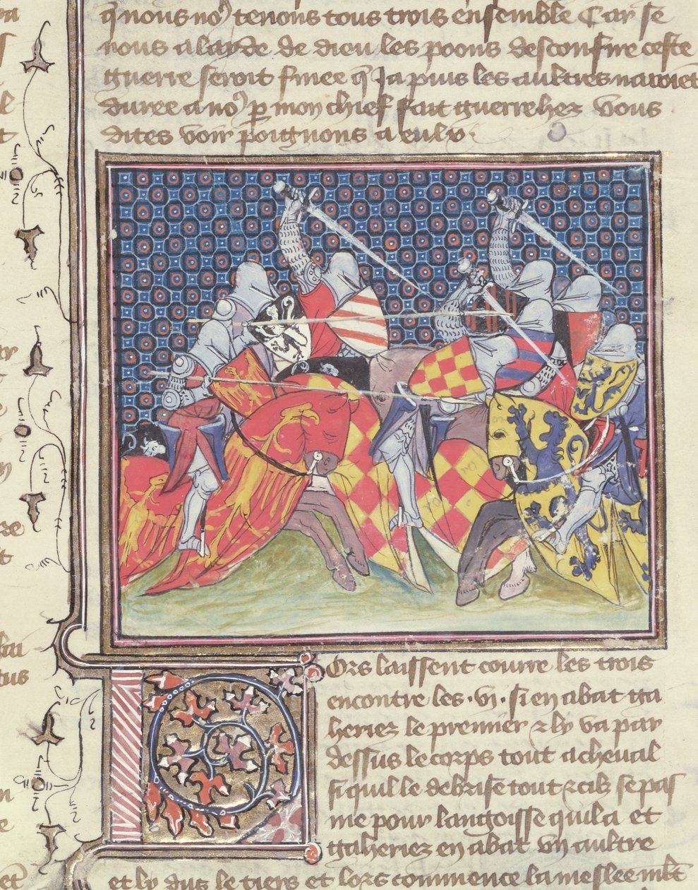 Ms 3480 Knights in Battle, från Livre de Messire Lancelot du Lac av French School