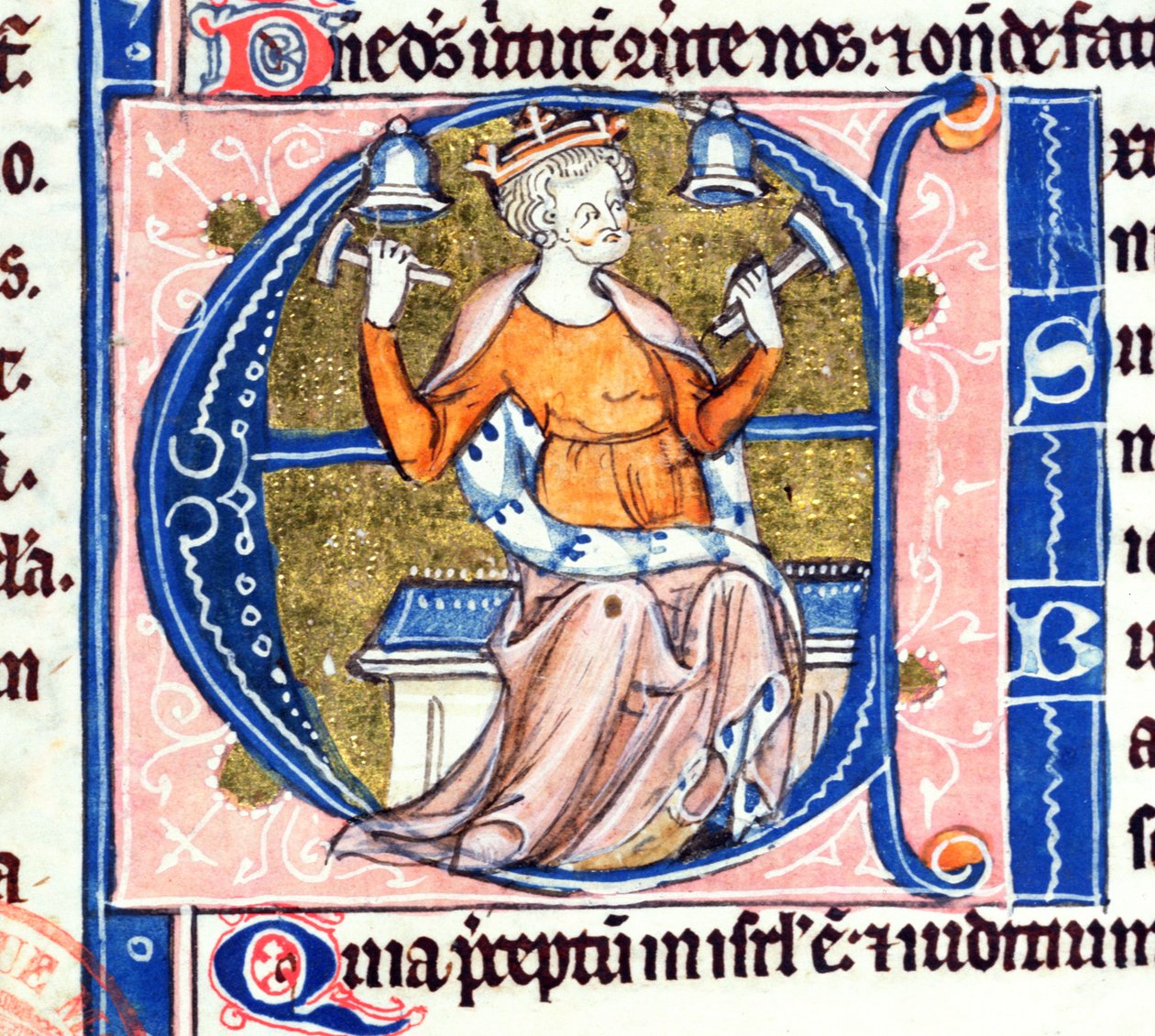 Ms 34 Historikerad initial A från en latinsk bibel av French School