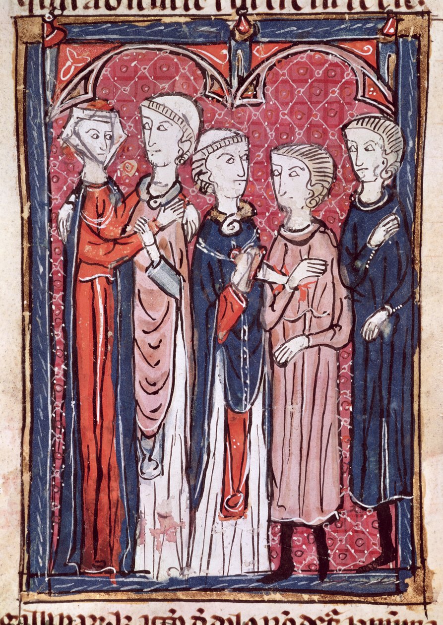 Ms 372 fol.141 An Engagement, from Decrets de Gratien av French School