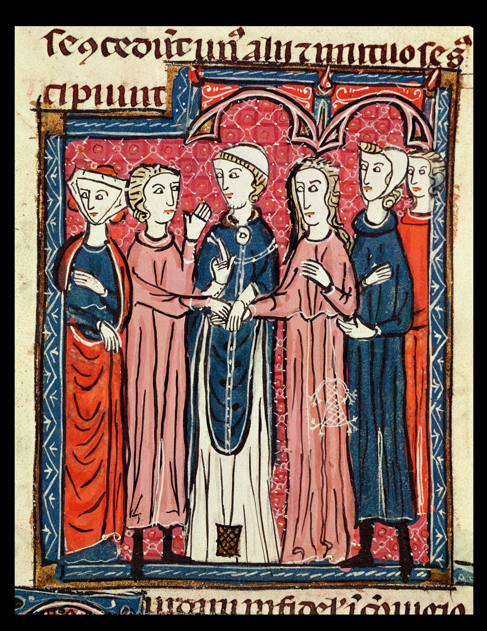 Ms 372 fol.153 Ett äktenskap, från Decrets de Gratien av French School
