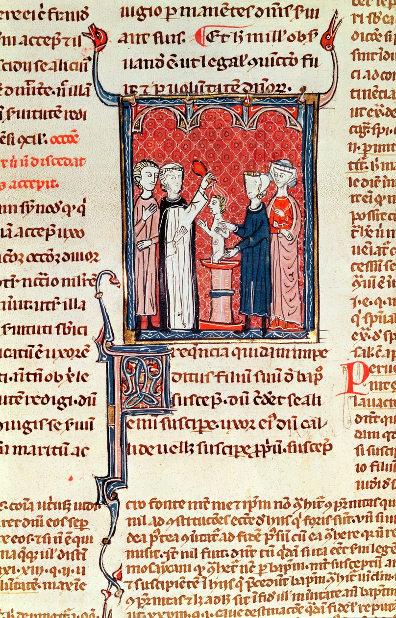 Ms 372 fol.161 En dopscen, från Decrets de Gratien av French School