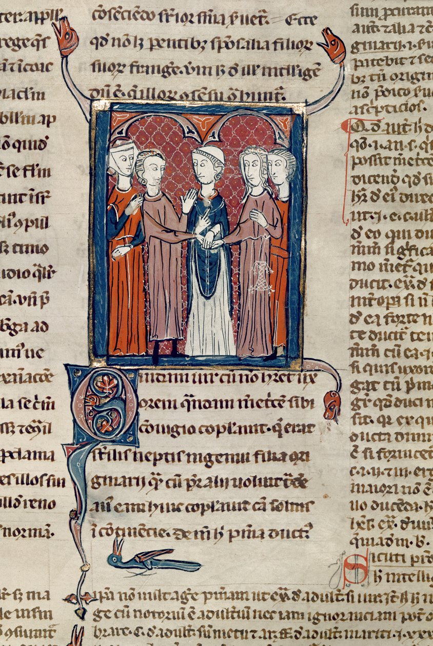 Ms 372 fol.168 A Marriage Scene, från Decrets de Gratien av French School