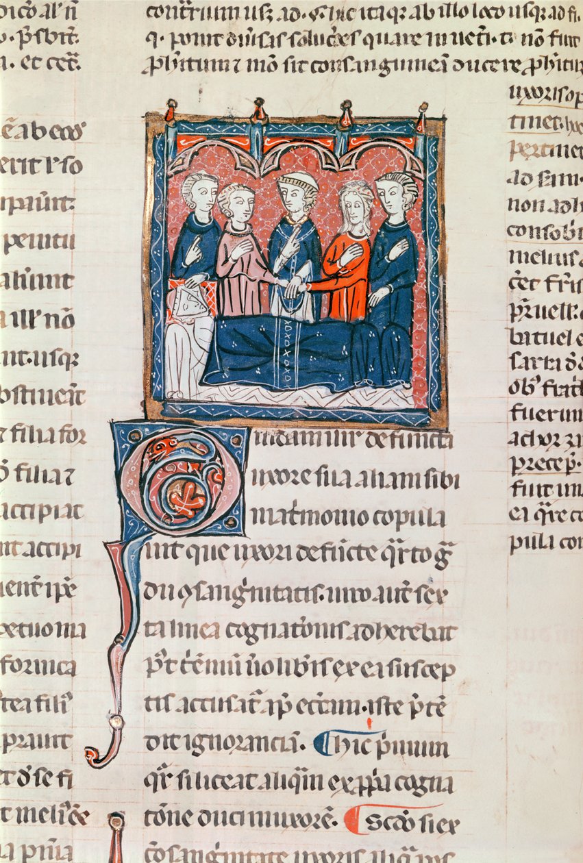 Ms 372 fol.243 Änklingens äktenskap, från Decrets de Gratien av French School