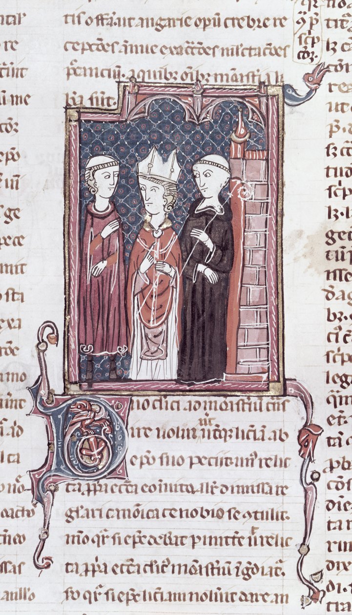 Ms 373 fol.51v En munk, en biskop och en abbot, från Decrets de Gratien av French School
