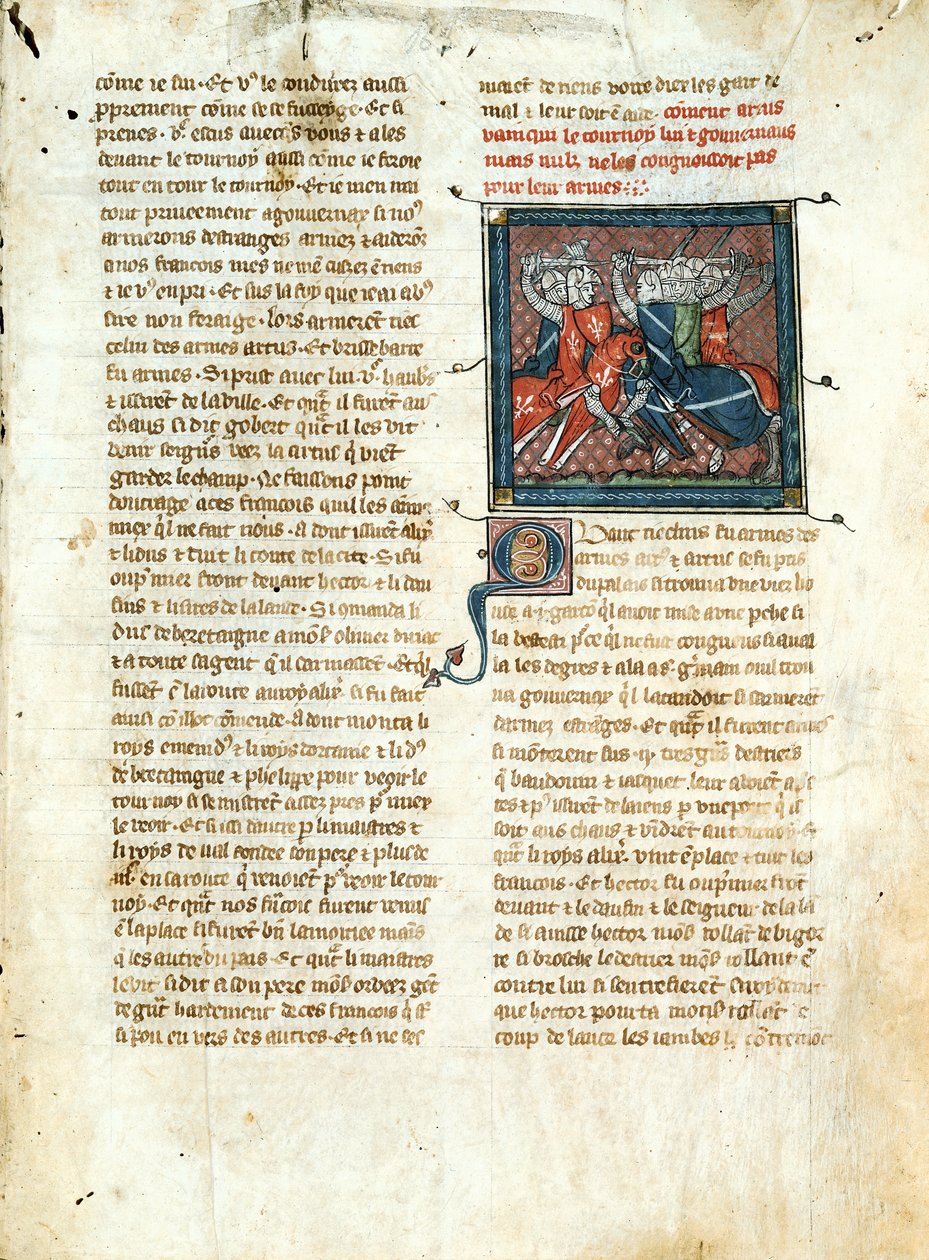 Ms 403 fol.163 Strid mellan riddare, från Roman dArtus av French School