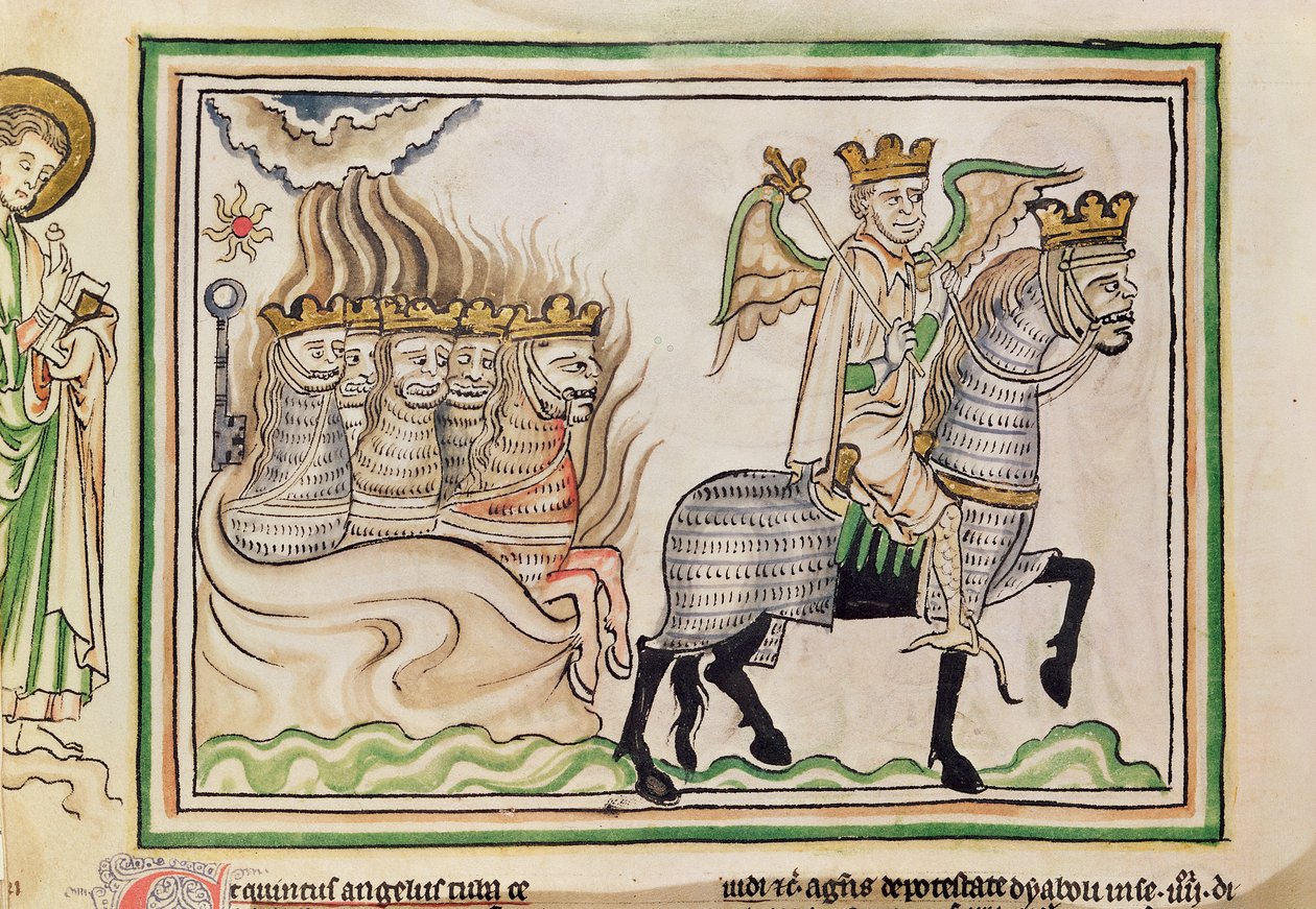 Ms 422 f.33v Fall of the Star of Satan av French School