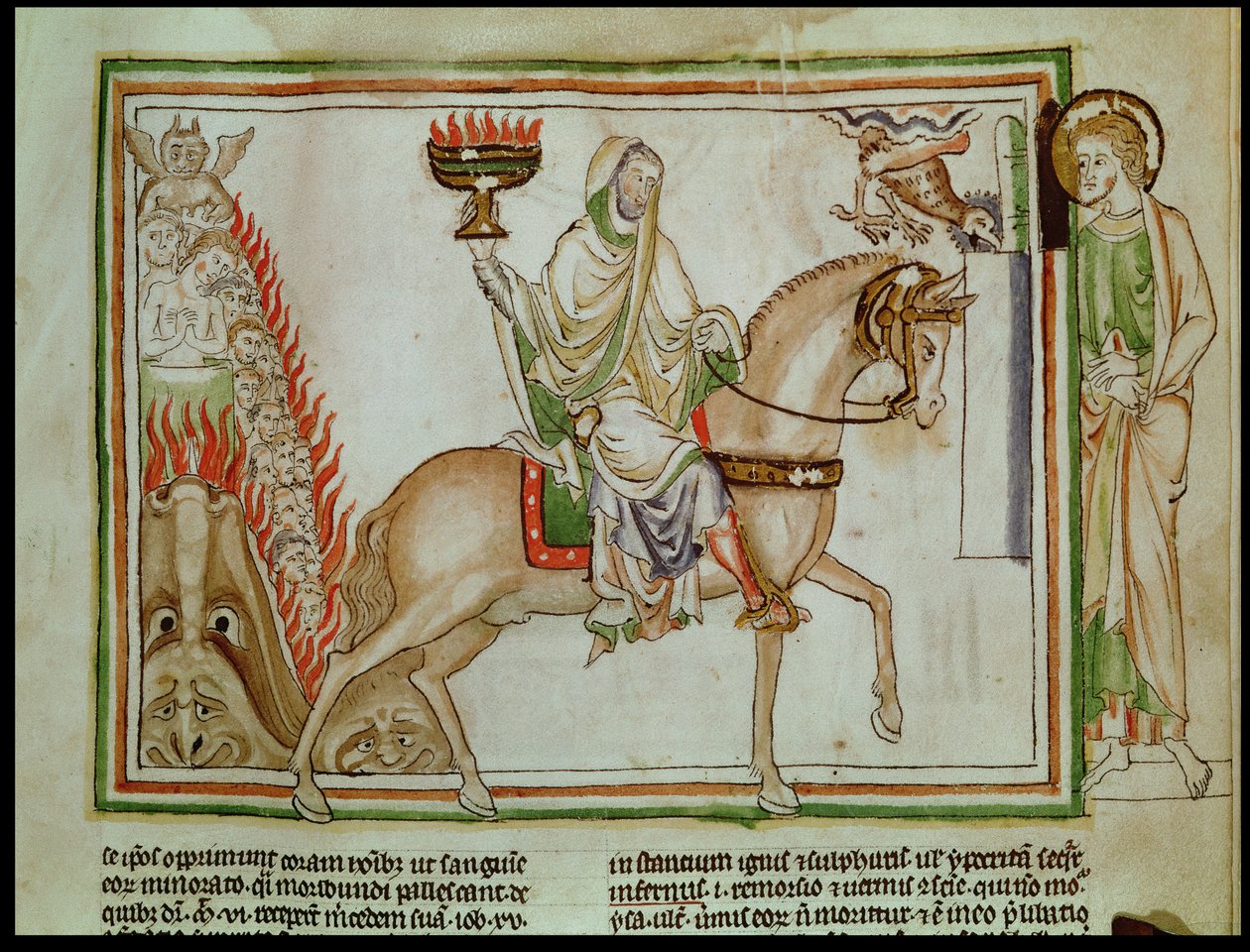 Ms 422 fol.22r Öppnandet av det fjärde sigillet: Döden rider på den bleka hästen av French School