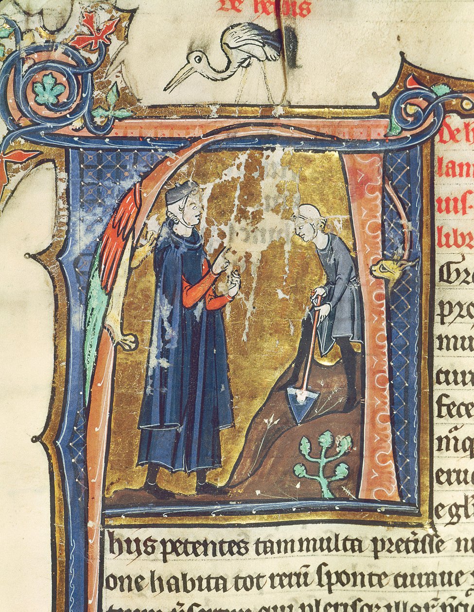 Ms 426 fol.6 Digging, från The Mirror of Nature av Vincent de Beauvais av French School