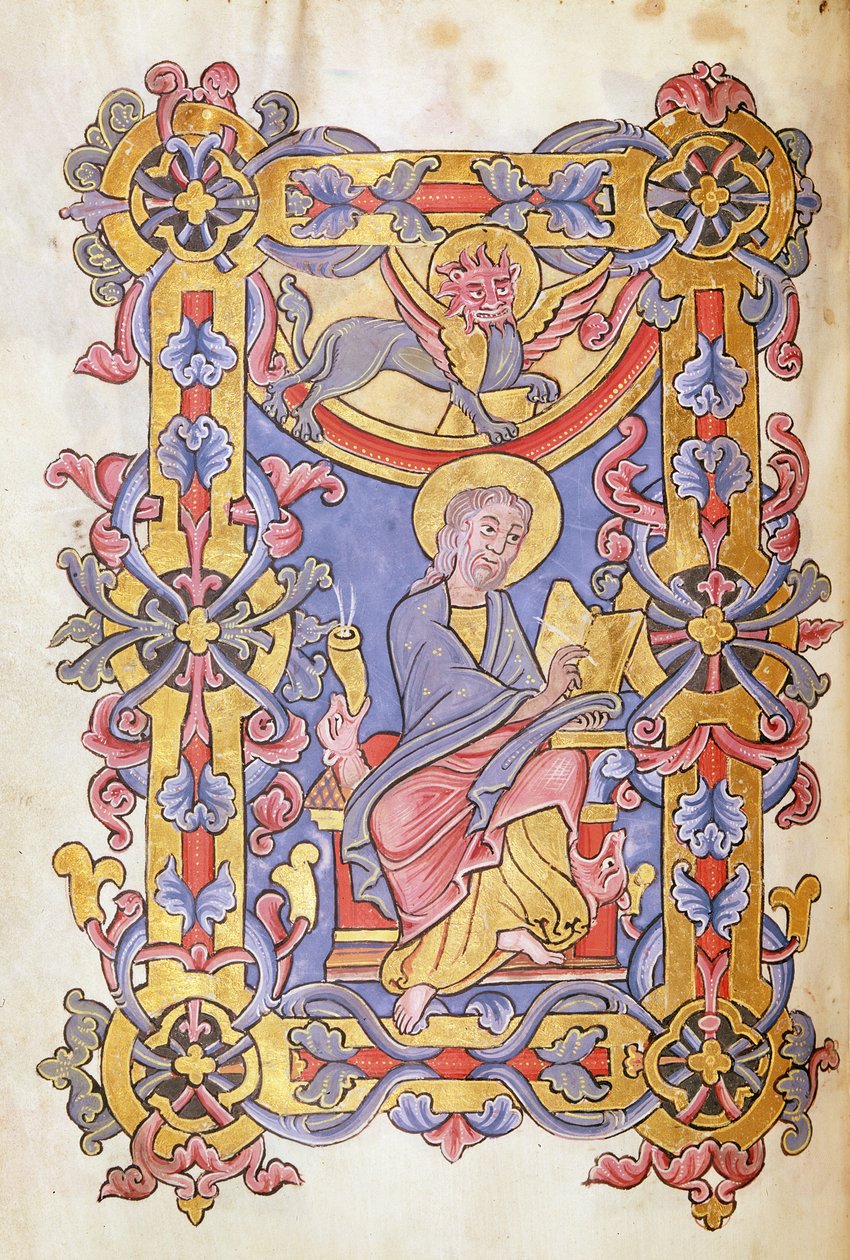 Ms 479 fol.53 St. Markus, från Evangelierna i Abbaye de Cysoing av French School