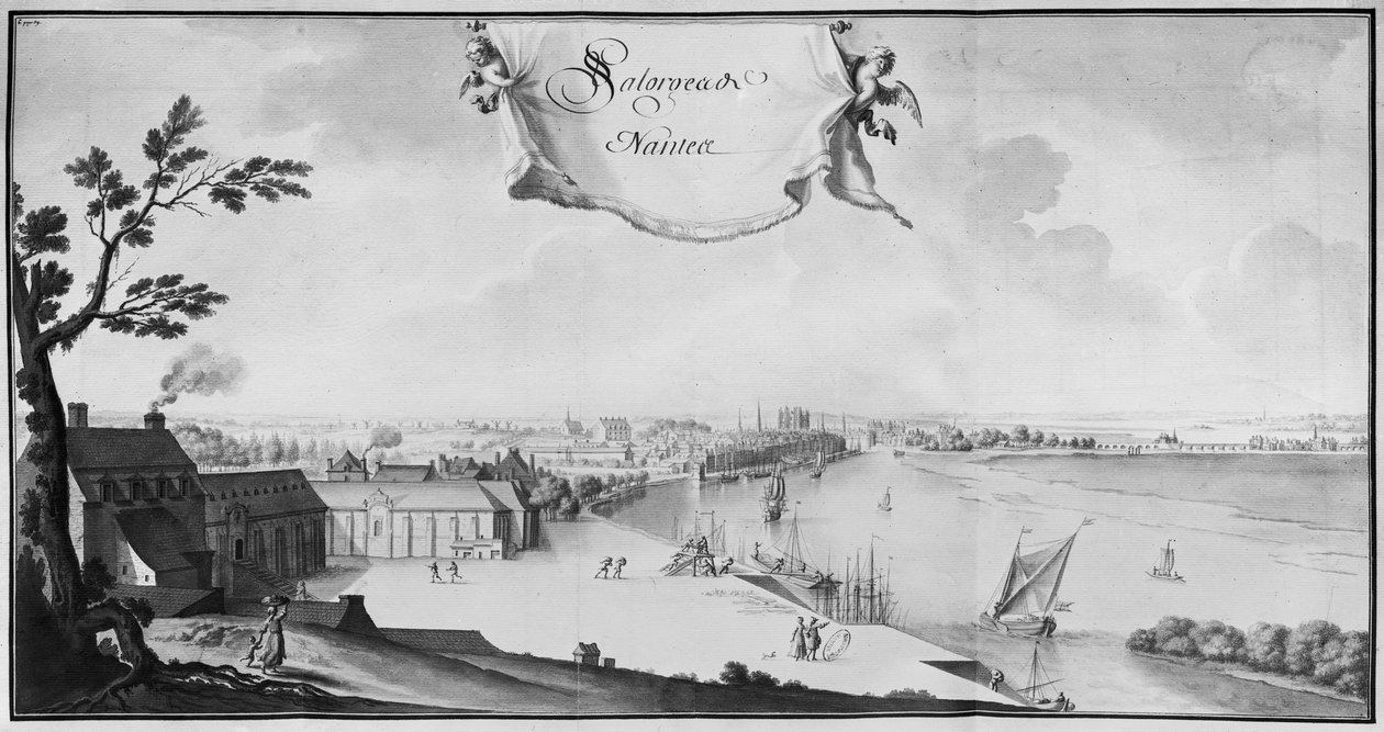 Ms 512 Saltlager i Nantes, 1723 (penna och tvätt på papper) av French School