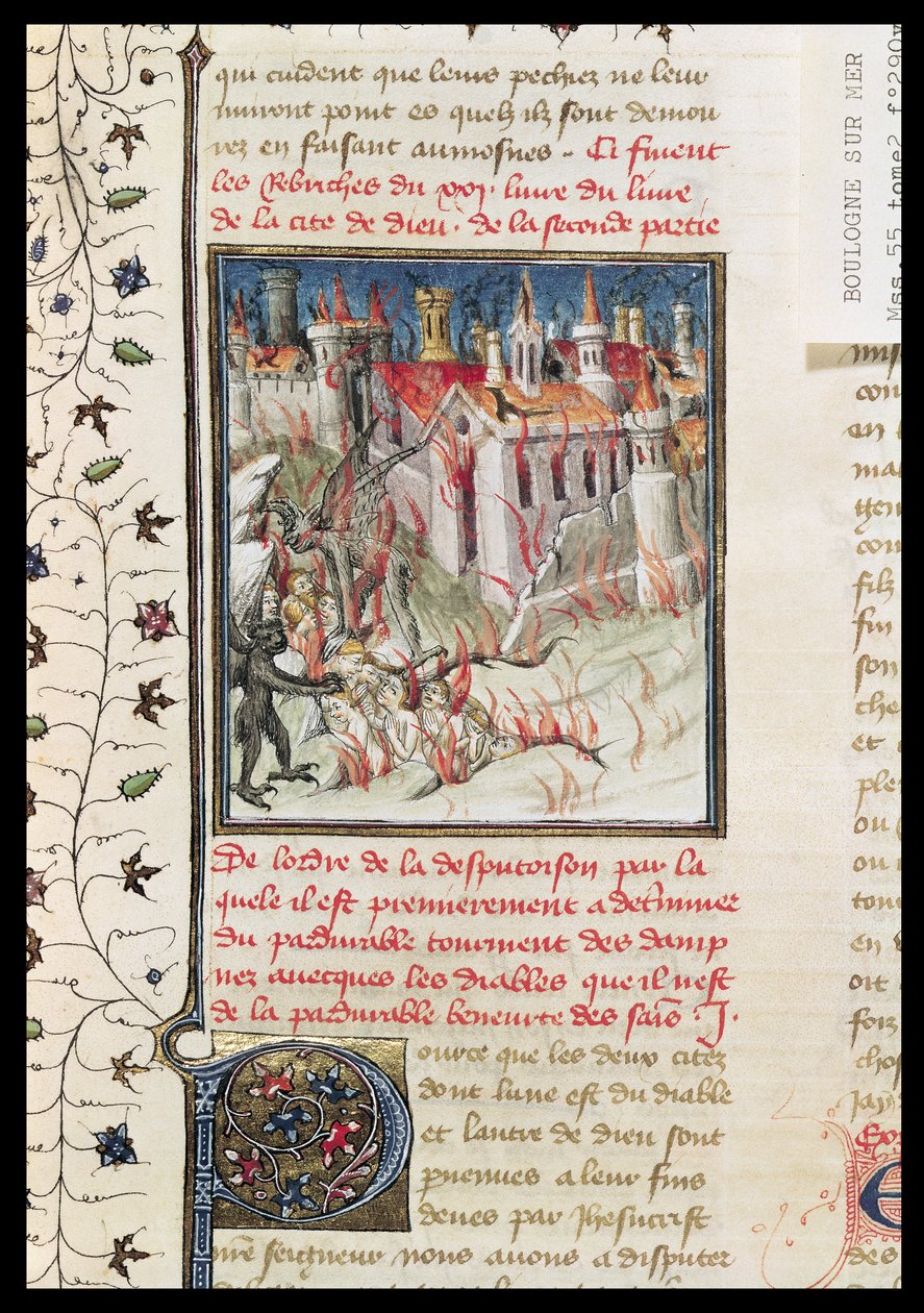 Ms 55 t.2 fol.290v Hell, från De Civitate Dei av St. Augustine of Hippo (354-430) översatt av Raoul de Presles, ca 1400-50 av French School