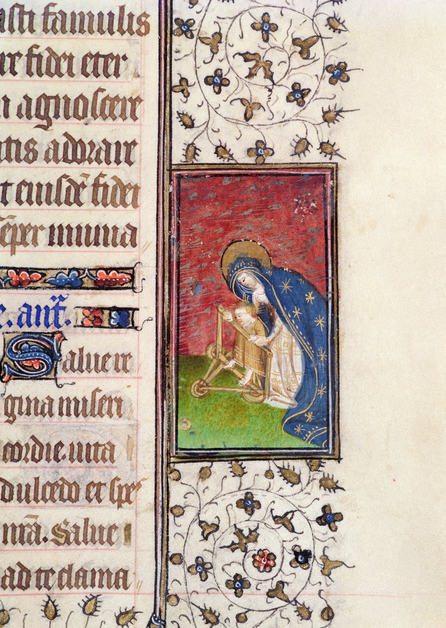 Ms 62, f.205r: Virgin and Child, detalj från en fransk timbok, c.1445-50 (vellum) av French School