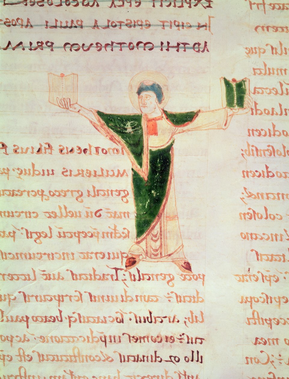 Ms 67 fol.188 Historikert bokstav T från Commentary on the Epistles of St. Paul av French School
