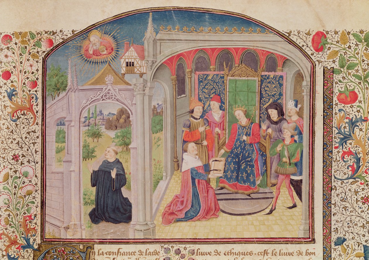 Ms 927 Fol.1 Presentation av Etiken för kungen av översättaren, från Ethics, Politics and Economics av Aristoteles (384-322 f.Kr.) av French School
