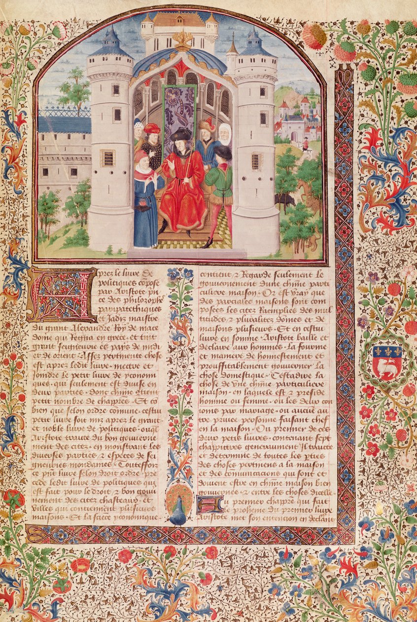 Ms 927 Fol.426 Presentation of The Economics, from Ethics, Politics and Economics av Aristoteles (384-322 f.Kr.) (för detaljer se även 165171) av French School