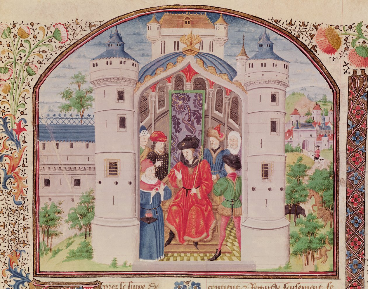 Ms 927 Fol.426 Presentation of The Economics, from Ethics, Politics and Economics av Aristoteles (384-322 f.Kr.) detalj (se även 165166) av French School