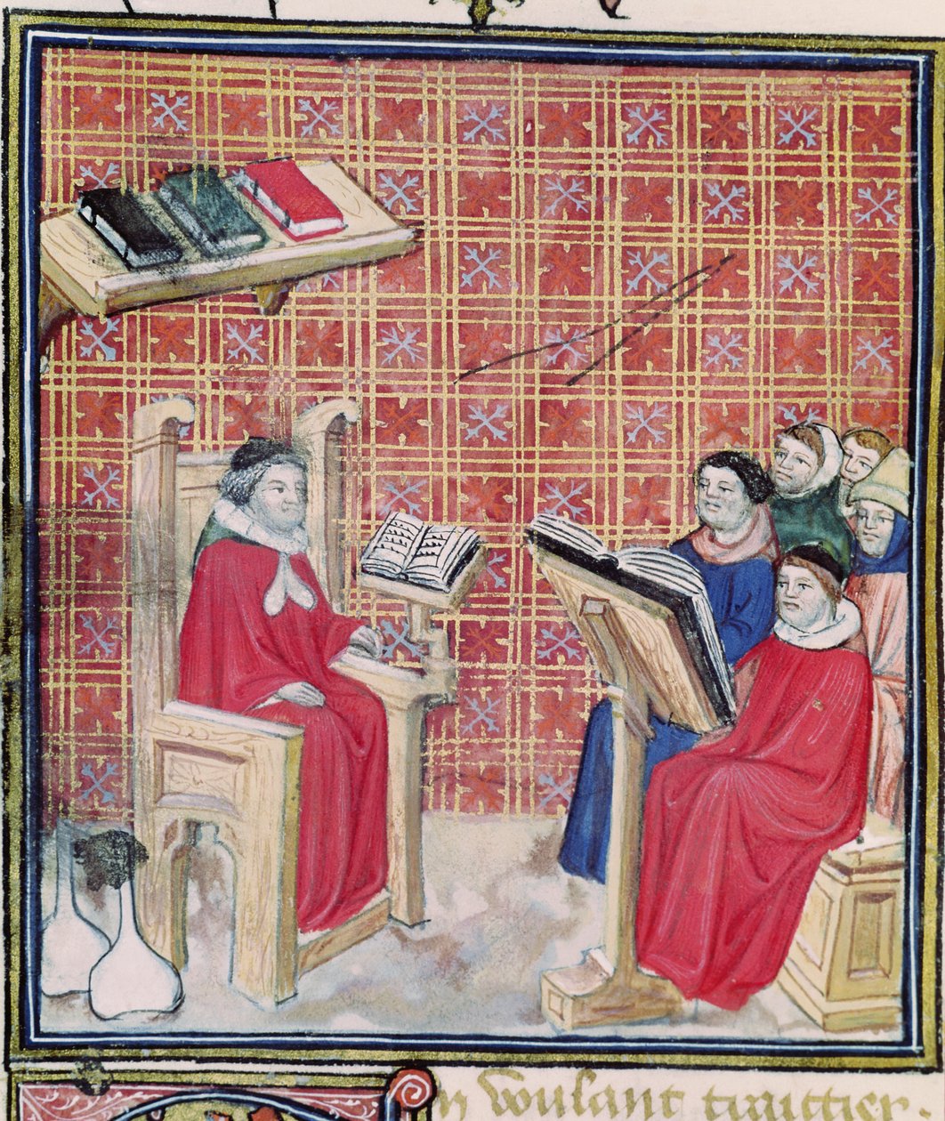 Ms 993 f.43v Undervisning av människokroppens olika delar, från Le Livre des Proprietes des Choses av Jean Cordichon av French School
