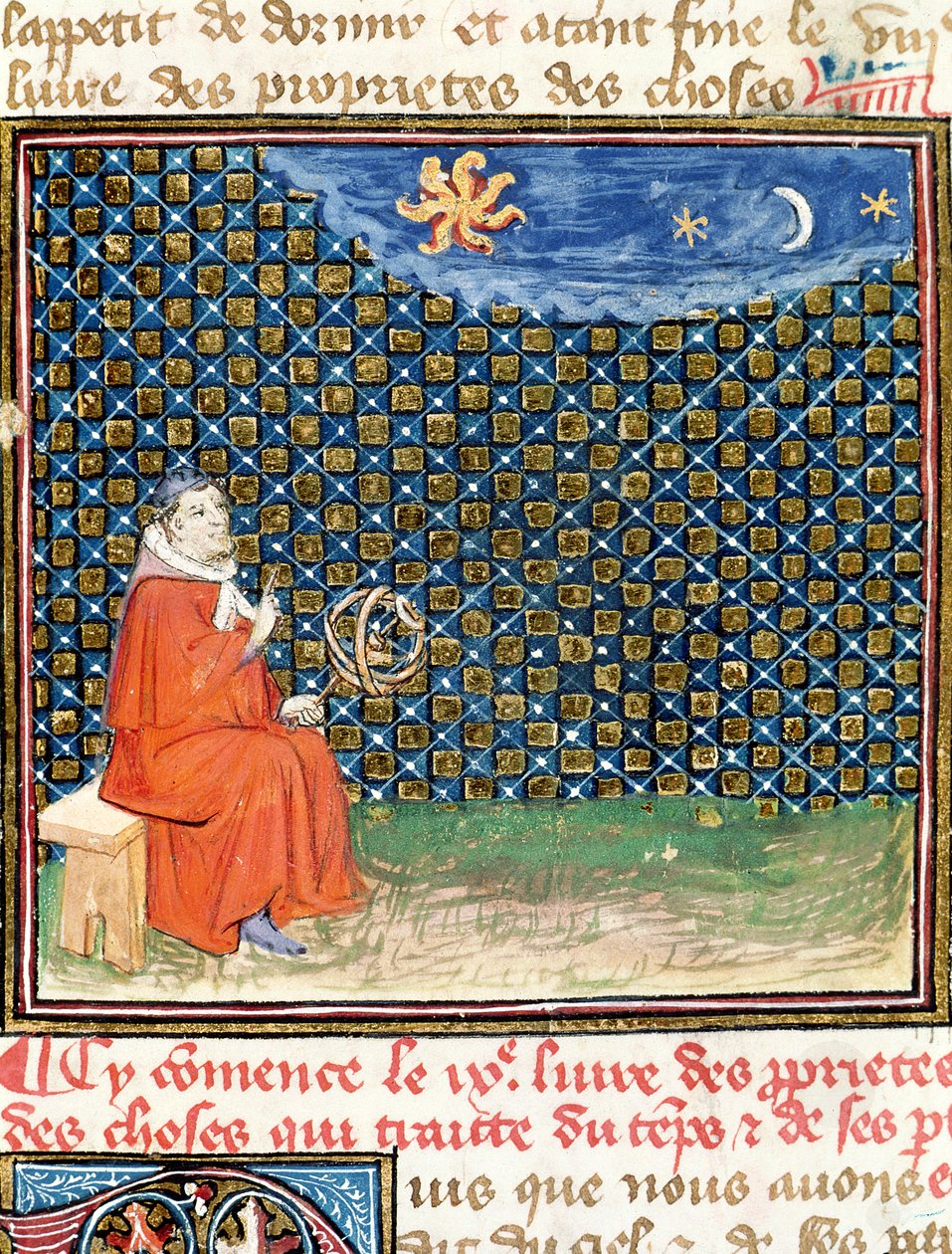 Ms 993 fol.114 Properties of the Sky, från Le Livre des Proprietes des Choses av Jean Cordichon av French School