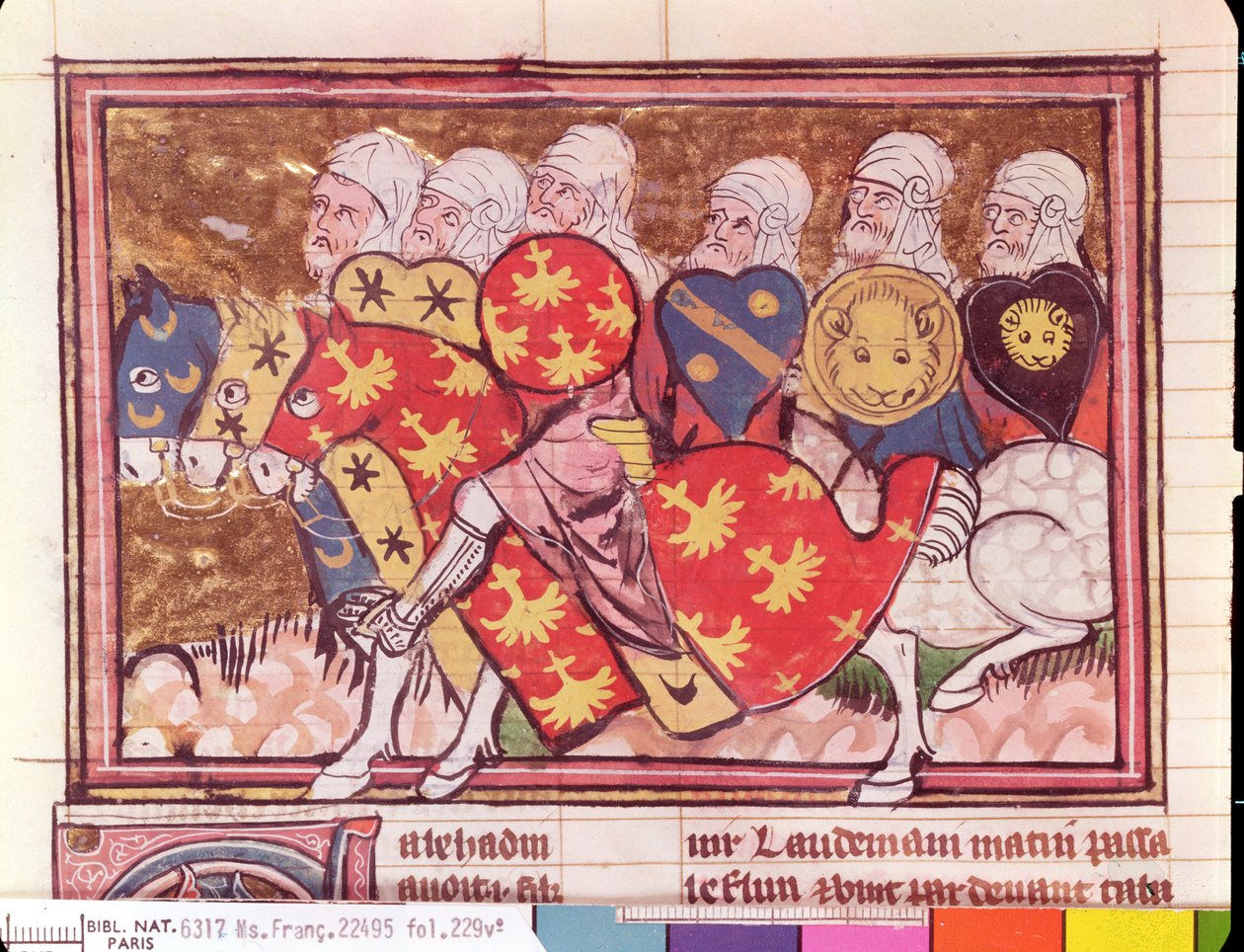 Ms Fr 22495 Fol.229 Saladins Army, från Le Roman de Godefroi de Bouillon, 1337 av French School