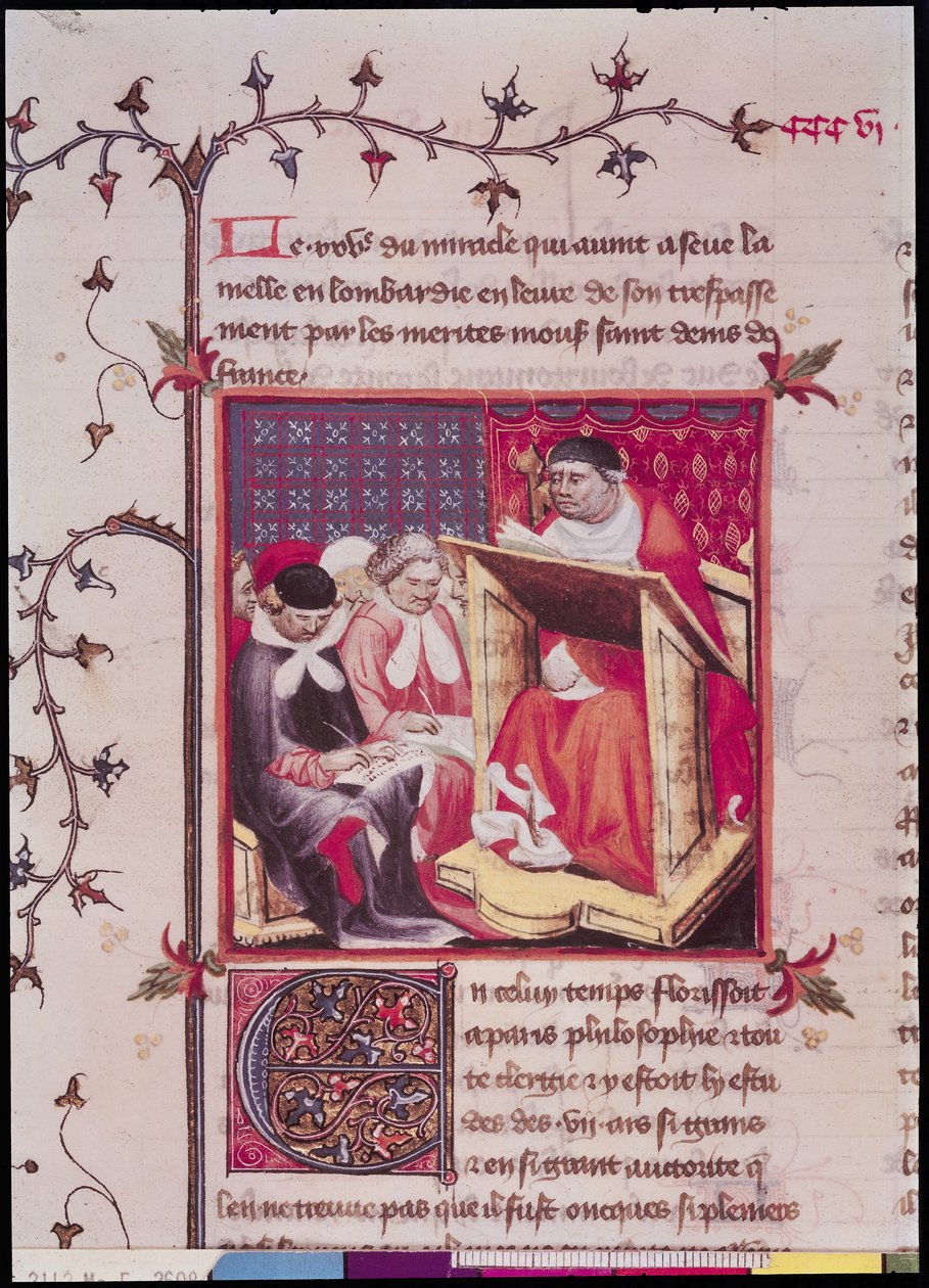 Fr 2608 Fol.295v Professor vid universitetet i Paris, från Grandes Chroniques de France, ca 1400 av French School