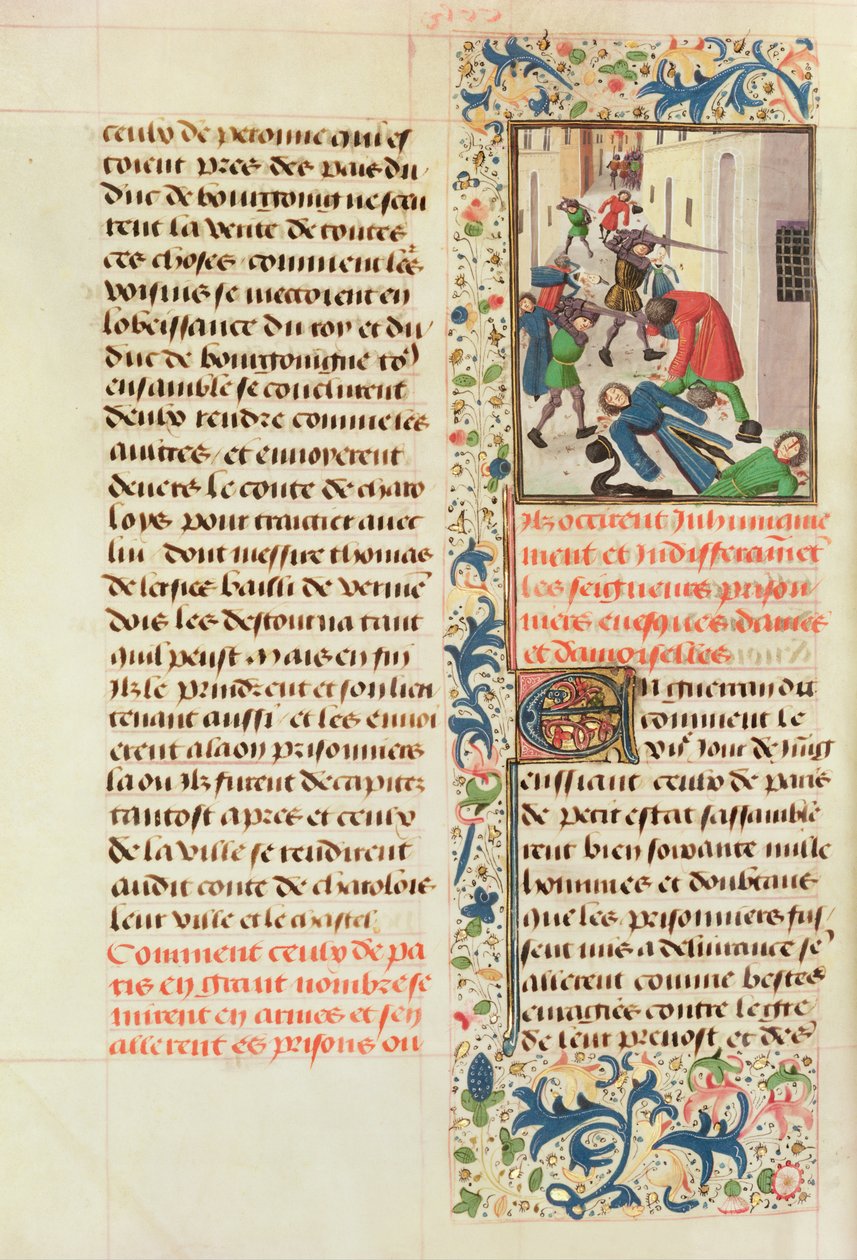 Fr 2680 fol.260v Parisarna som dödar fångarna i Laon av French School