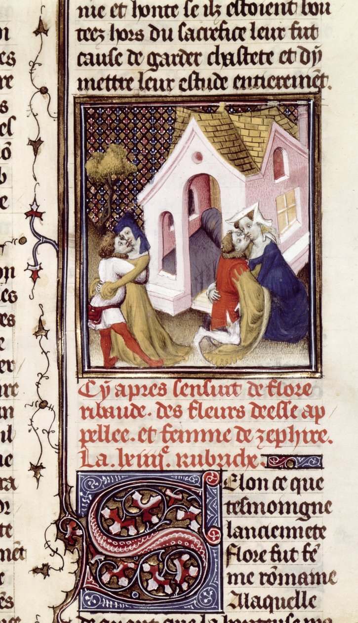 Fr 598 f.97 Prostituerade med klienter, från Des Claires et Nobles Femmes, av Giovanni Boccaccio (1313-75) c.1403 av French School