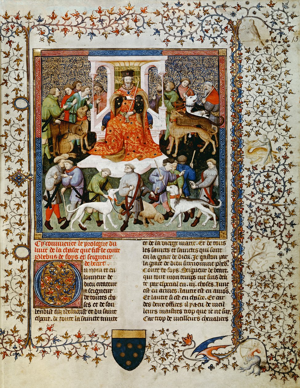 Fr 616 fol.13 Förbereder för jakten, från Livre de la Chasse av Gaston Phebus de Foix (1331-91) av French School