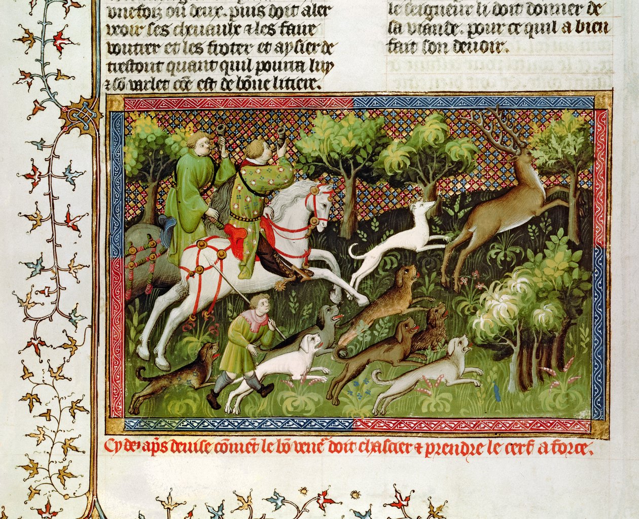 Fr 616 fol.77 Stag Hunting, från jaktboken av Gaston Phebus de Foix (1331-91) av French School