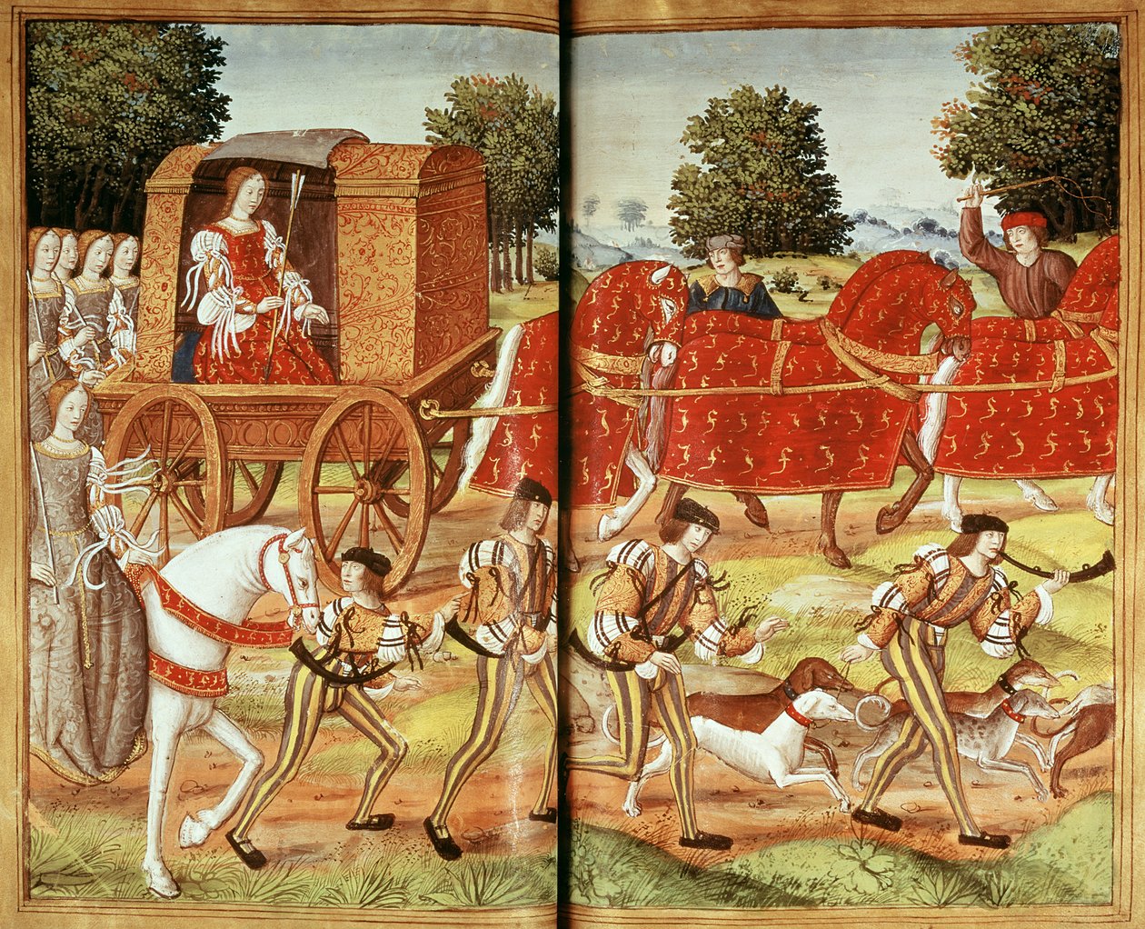 Ms Fr 874 f.31v A Hunt, illustration från Ovids epistlar av French School